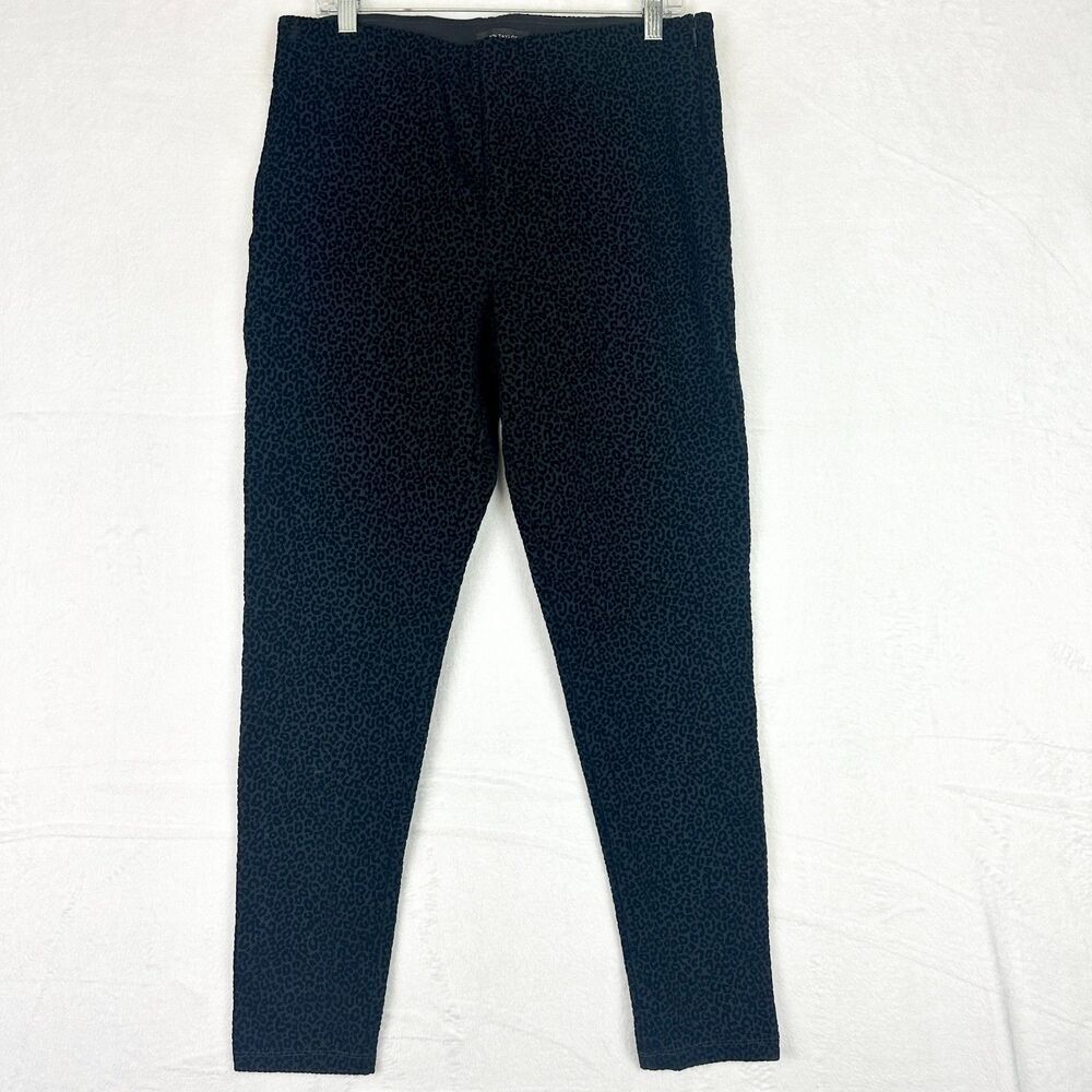 Ann Taylor The Flocked Animal Print Side Zip Legging Size Large Black NWT